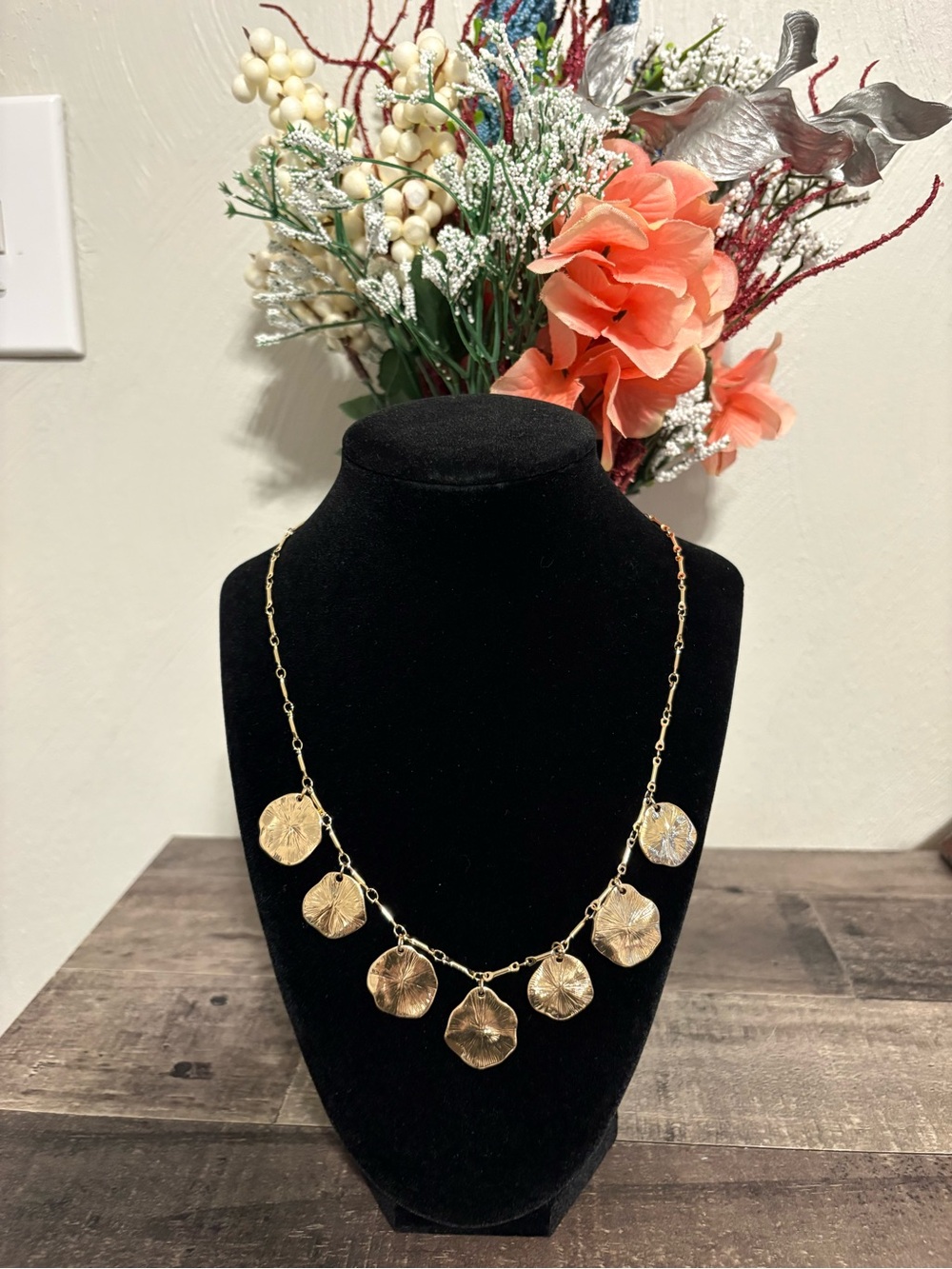 Gold Petal Charm Necklace - Women Jewelry